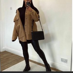 ZARA Double Faced Sherpa Oversized Shirt Jacket